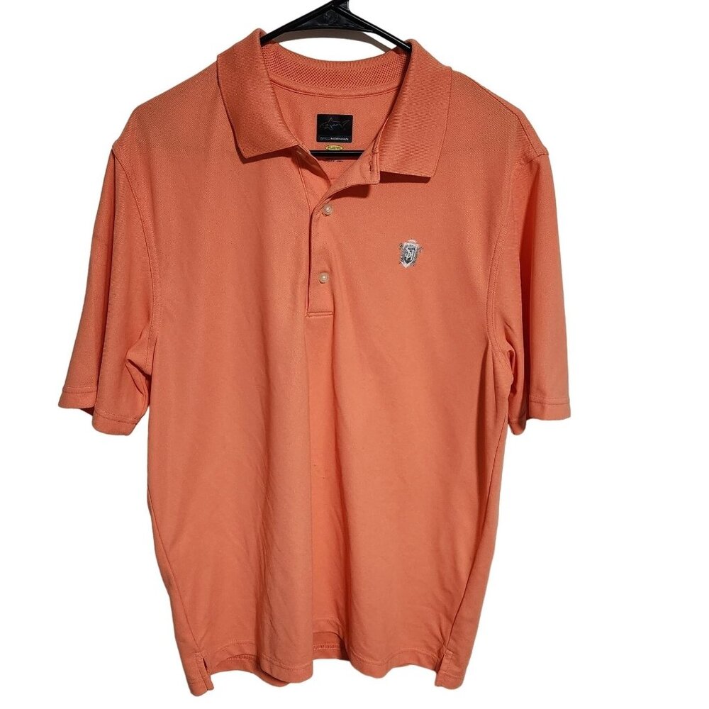 Greg Norman Play Dry Polo Shirt Mens Size Medium Orange Short Sleeve Golf Top